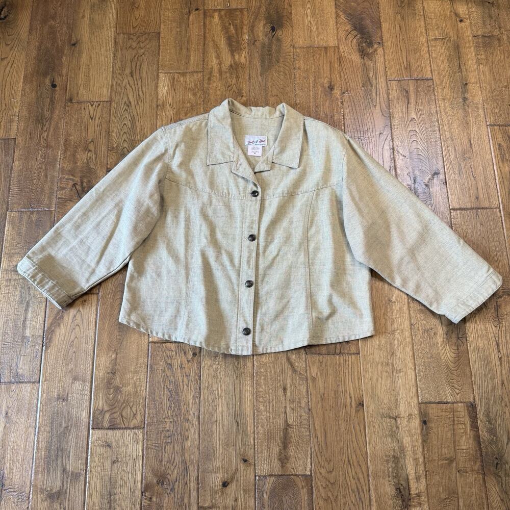 Vintage Touch O' Beige Lightweight Blazer Jacket Womens XL Button Up Made in USA